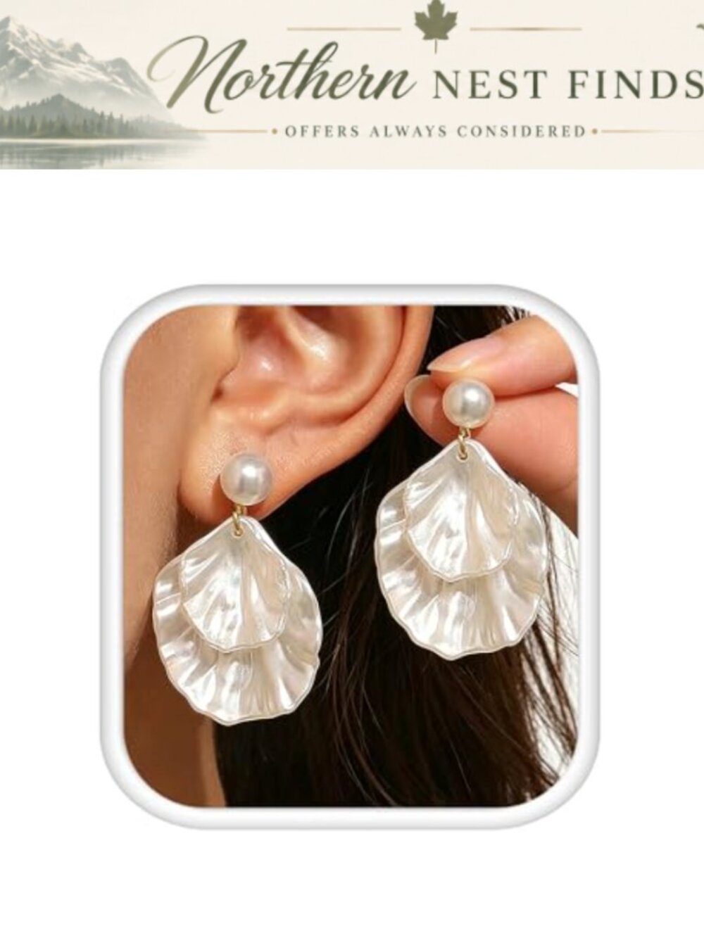 Pearl Stud Earrings 14k Gold Daisy Shell Beach Summer Jewelry
